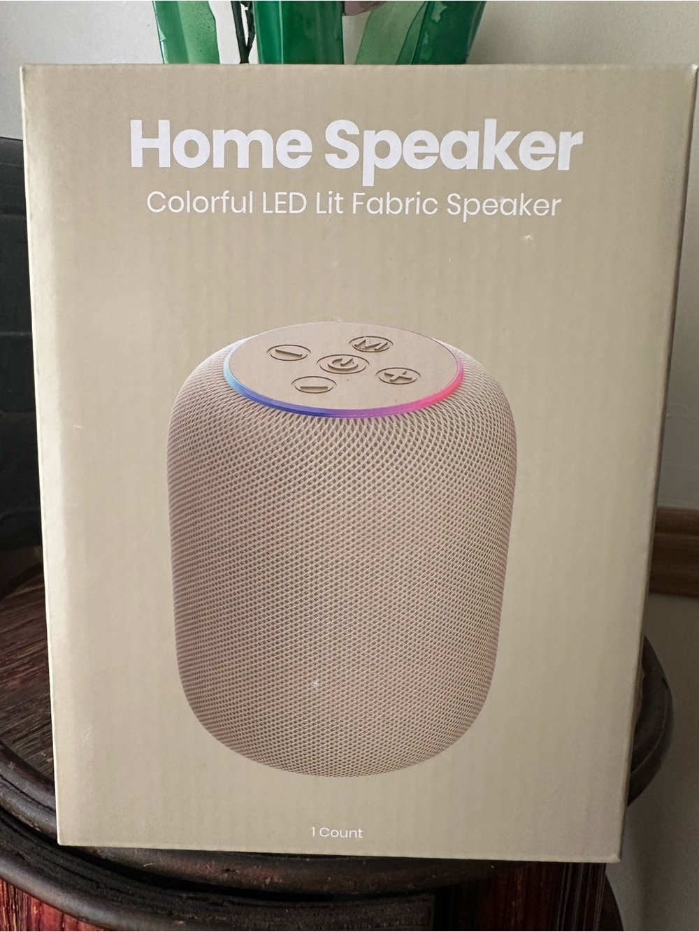 Home Speaker Colorful LED Lit Fabric Speaker - Beige